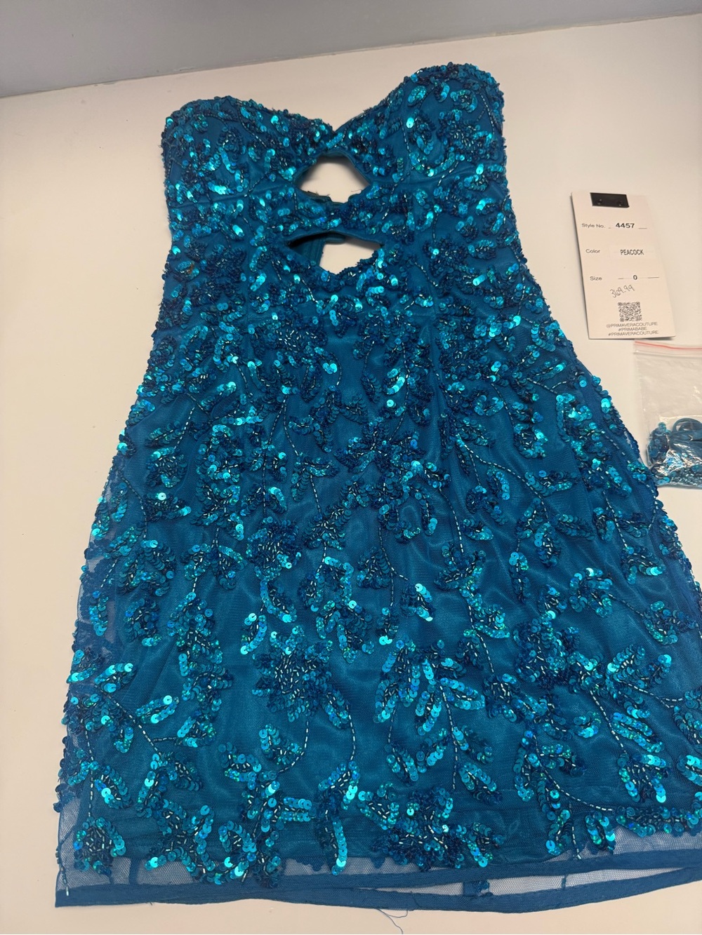 Primavera Couture Teal Sequin Formal Dress for teen size O